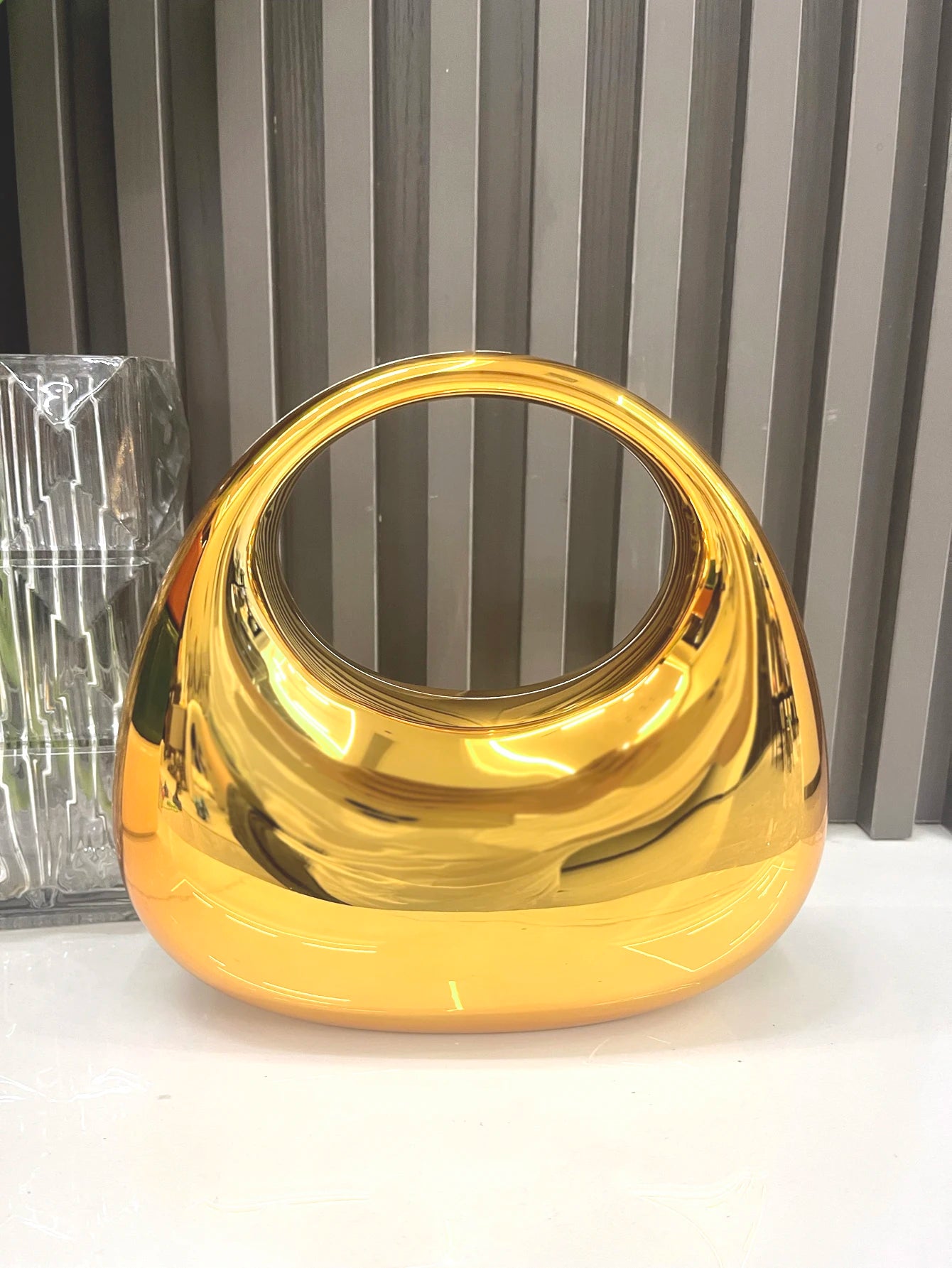 Golden Evening bag Purses and handbag luxury Designer shoulder bags moon bag Party Wedding Round Acrylic Shiny  Clutch purse