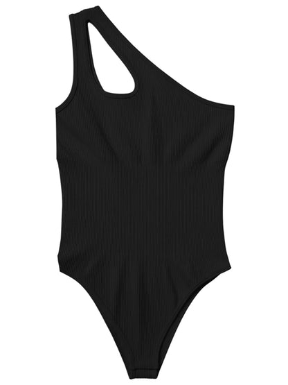 Women's Yoga Bodysuit Solid Color Sleeveless Sexy Fitness Workout Breathable One Shoulder Sport Yoga Tight Bodysuit