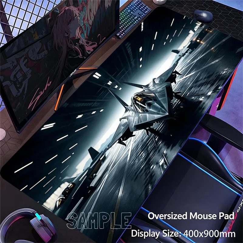 Aircraft Cockpit Design Extended Desk Mat Non-slip Mouse Pad Stitched Edge for Home Game Office Study Laptop Computer Table Pad
