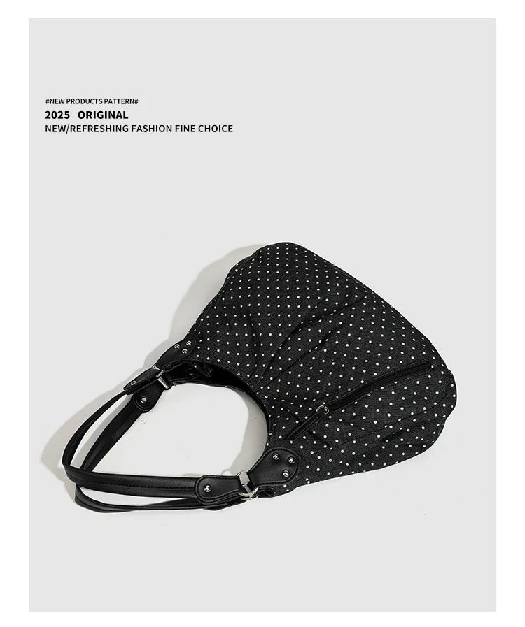 Fashionable Vintage Messenger Bags New Polka Dot Handbag Korean-style Large-capacity Tote Bags Versatile Comfortable Casual Bags