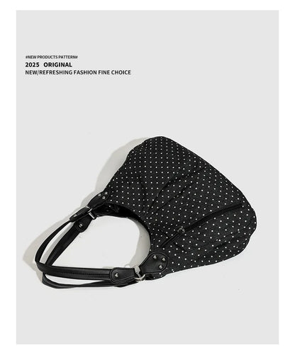 Fashionable Vintage Messenger Bags New Polka Dot Handbag Korean-style Large-capacity Tote Bags Versatile Comfortable Casual Bags