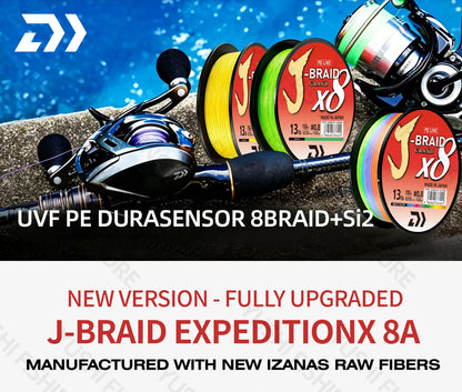 2026 Original X8DAIWA-J Braided Expedition 8 strands Fishing Line PE Super Line Sea Fishing wire 100/150/200/300/500/1000M Pesca