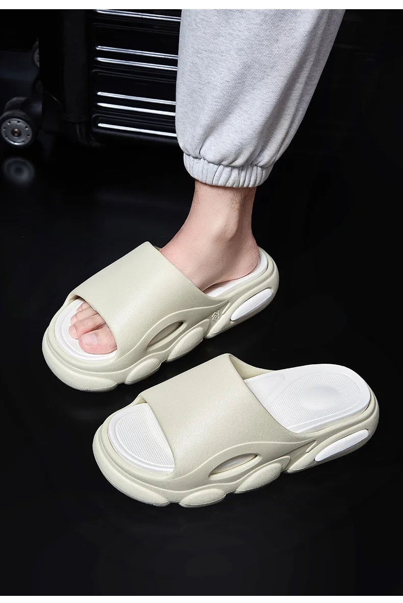 Comwarm New Men Summer Slippers Thick Sole House Non-slip Bathroom Shower Slides Outdoor Soft Cloud Fashion Beach Shoe Flip-flop