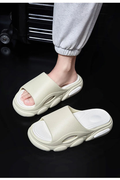 Comwarm New Men Summer Slippers Thick Sole House Non-slip Bathroom Shower Slides Outdoor Soft Cloud Fashion Beach Shoe Flip-flop