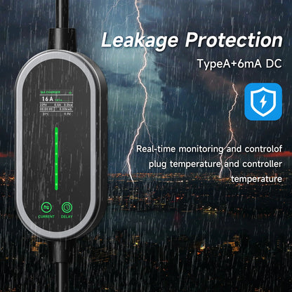 JNTAFEV EV Charger Portable 3.6kW TS-NACS Charger Plug 2.8" LCD Screen with Set Delay Schedule Charging Station for Tesla Cars