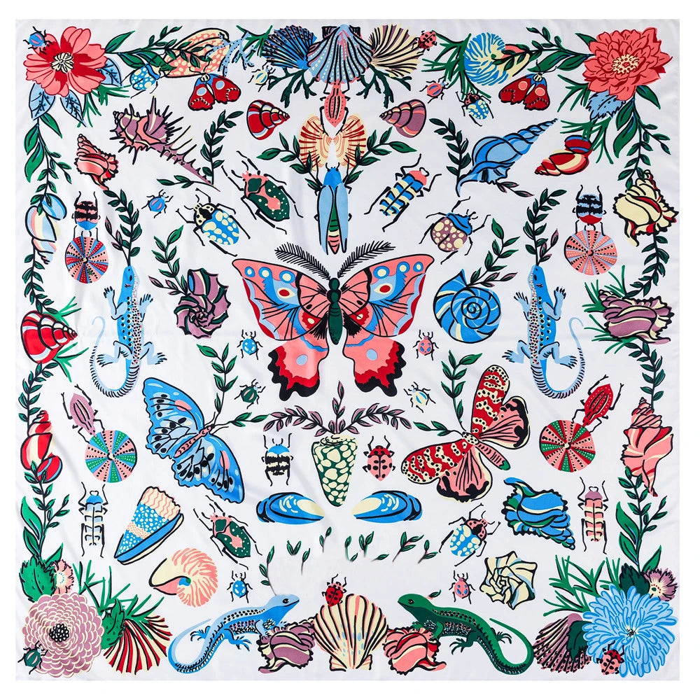 130CM Silk Scarf Women Horse Head Print Stoles Square Scarves Wraps Large Bandana Kerchief Hijabs Female Silk Foulards Sjaal