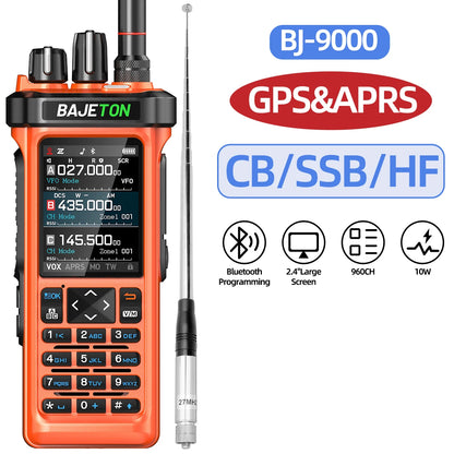 BAJETON BJ-9000 Walkie Talkie Bluetooth Programming GPS APRS 10W CB/SSB/HF Wireless Copy Frequency For RT-950PRO RT-950 Radio