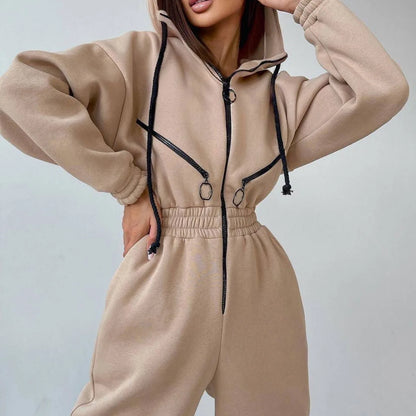 Female Hoodies Jumpsuits One Piece Outfit Warm Fleece Sport Long Sleeve Jumpsuit Women Sportswear Playsuit Zipper Overalls 2024