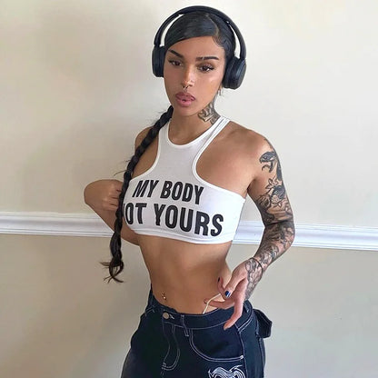 Summer Fashion Sexy Clashing Colors Women Clothing Casual Slim Hollow Round Neck Sleeveless Tank Top Women Monogram Y2k Top