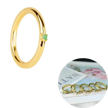 24K Gold Plated Colorful Crystal Gold Rings Turquoise Engagement Wedding Anniversary Ring Light Luxury Fashion Jewelry Gifts A40