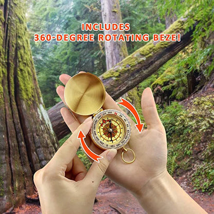 Glow-in-the-Dark Metal Pocket Compass | Camping Survival & Hiking Navigation |  Hiking Compass