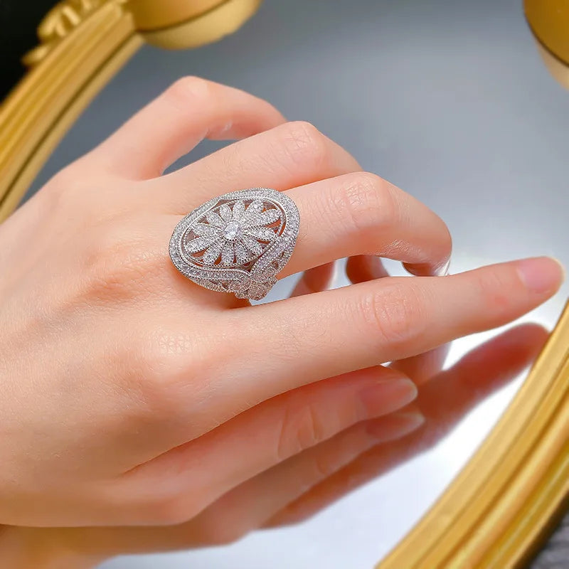 Luxury 18K white Solid Platinum PT950 certifid Full-cut moissanite ring handmade women's ring sets for womendesig