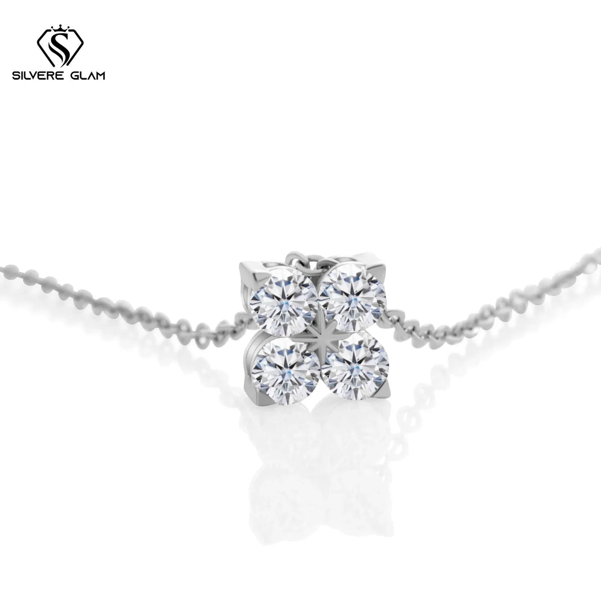 Classic Four Leaf 925 Sterling Silver 0.4CT D Color Moissanite Silver Necklace Chain For Women Fine Jewelry Gift Birthday Party