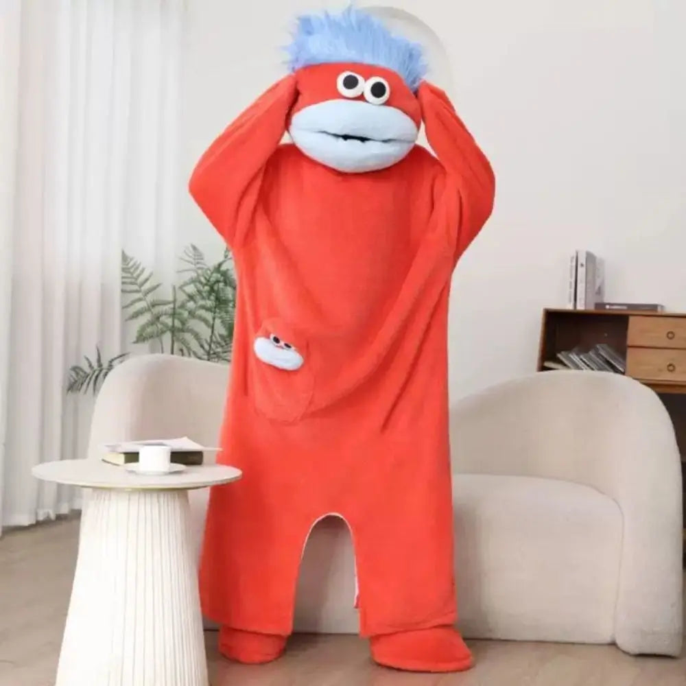Funny Soft Coral Fleece Big Mouth Onesie Pajamas Thicken Texture Hooded Pajamas Fleece Pajamas Loungewear