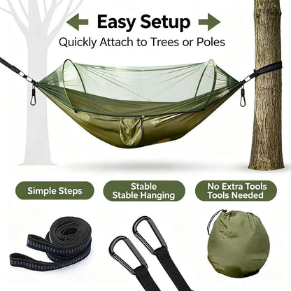 Outdoor Double Hammock with Mosquito Net Lightweight Portable Anti Bug Hammock Fast Install for Camping Hiking Travel Backyard