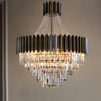 Home Deco Crystal Collection LED Black Gold Chandelier Lighting Lustre Hanging Lamp Suspension Luminaire Lampen For Dinning Room