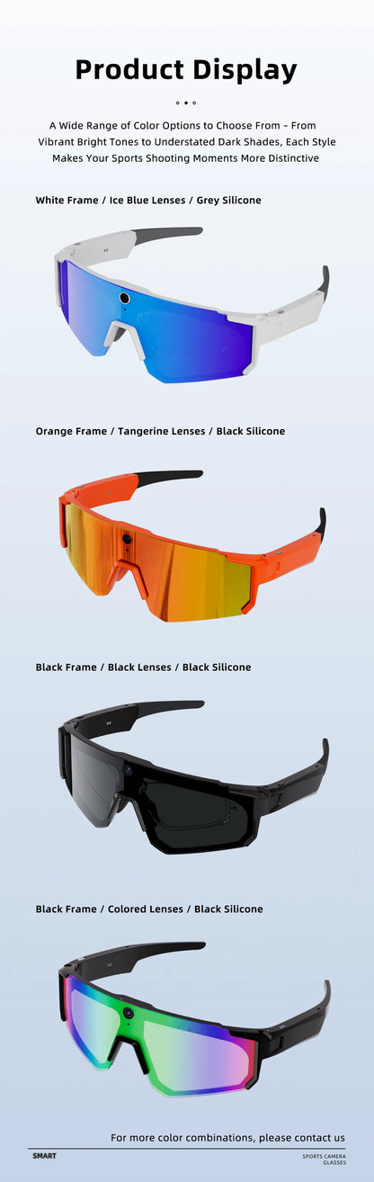 Outdoors Cycling AI Smart Glasses with Camera 1200P Video Recording Anti-Shake Shooting AI  Voice Translation Windproof Goggles