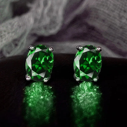 Huitan Simple Stud Earrings with Oval CZ for Lady Daily Wear Ear Accessories Teens Low-key Women's Earrings Statement Jewelry