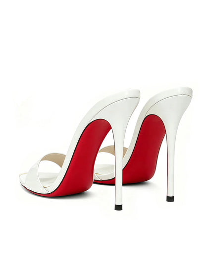 Customized metal pointed high-heeled cool slippers for summer,with a slim heel and elegant styleworn externally with a half drag