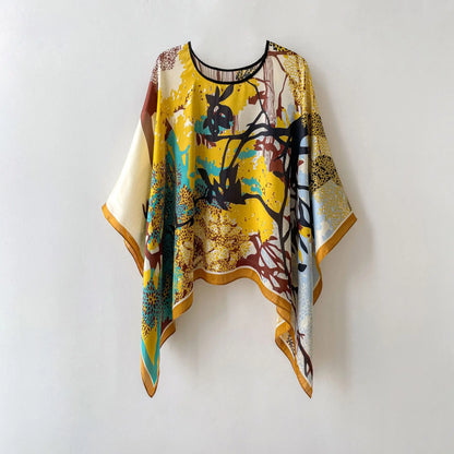 Women's Satin Silk Scarf Multi-Way Wrap, UPF 50+ Sun Veil & Beach Pareo, Lightweight Cover-Up Shawl