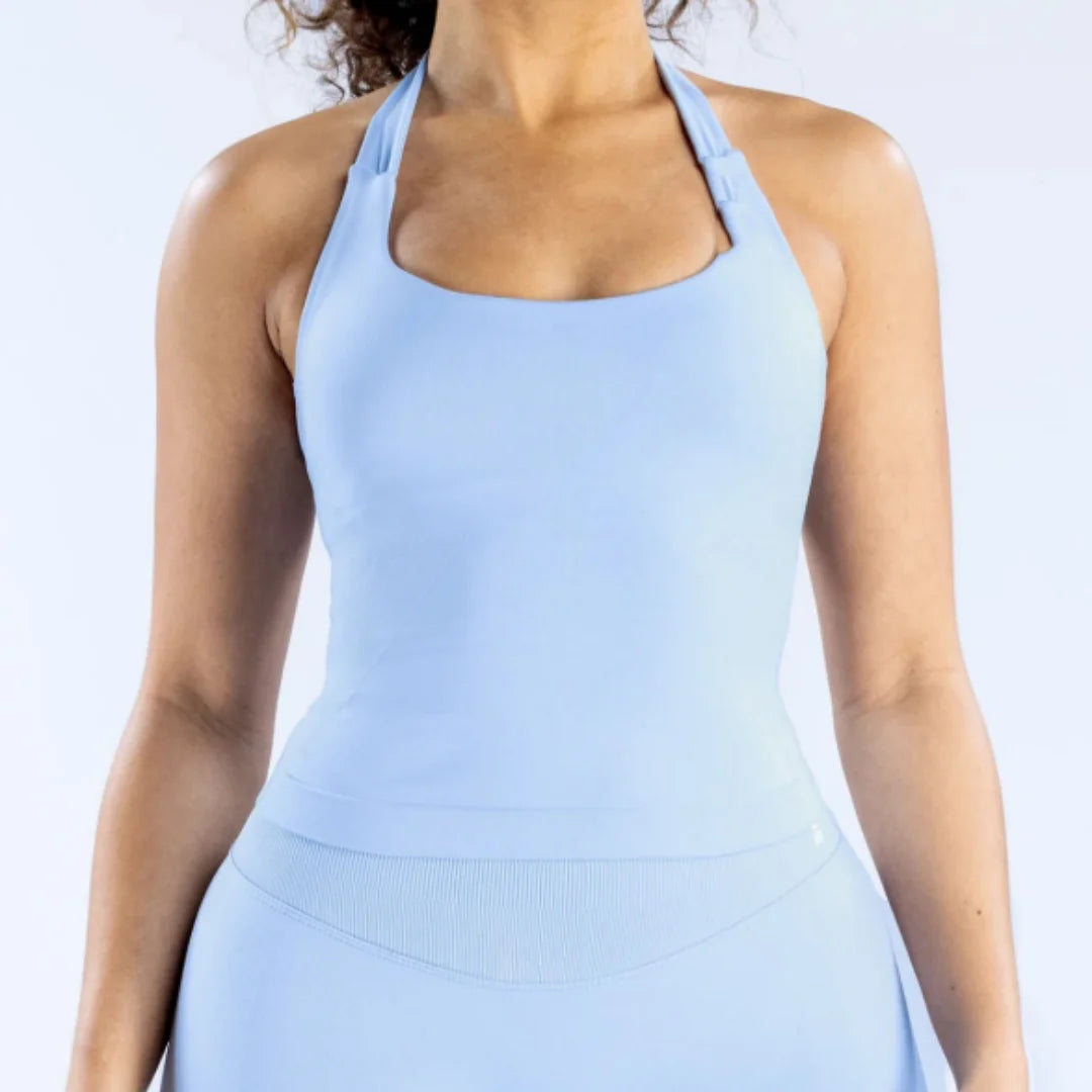 Denyf Women's Backless Halter Top Push-Up Sport Bra Gym Vest Workout Tank Top Yoga Activewear Running Vest