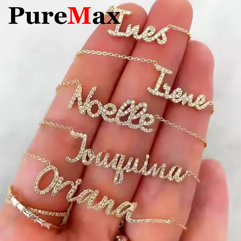 New Customized 26 Letters DIY Names Moissanite Pendant Necklace 925 Silver Jewelry Moissanite Necklace Bracelet For Women Gift