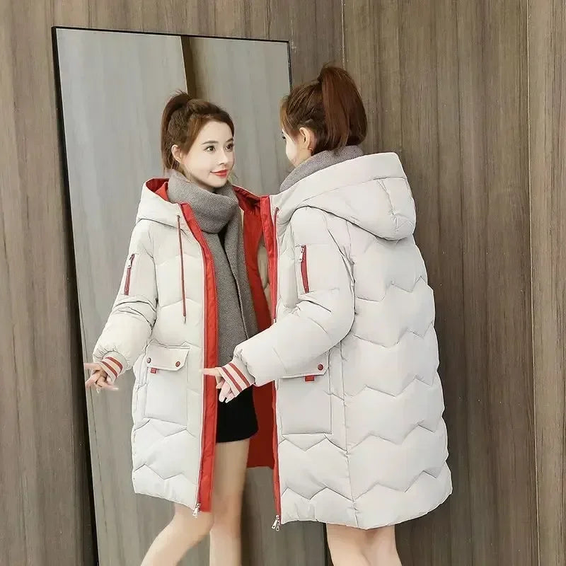 Winter Women Jacket Coats Long Parkas Female Down Cotton Hooded Overcoat Thick Warm Jackets Windproof Casual Student Coat 2026