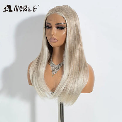 Noble Synthetic Lace Front Wig 22 Inch Straight Baby Hair Bob Wig Platinum Blonde Lace Front Wig Cosplay Glueless Wigs For Women