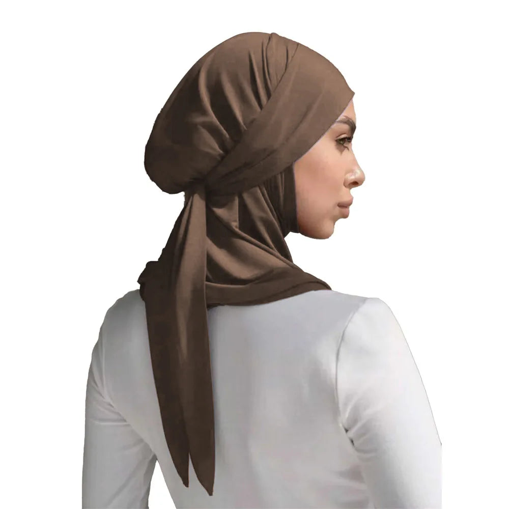 Bandage Instand Hijab Scarf for Muslim Women Plain Headscarf Head Wraps Islamic Turban Femme Musulman Headband Scarves
