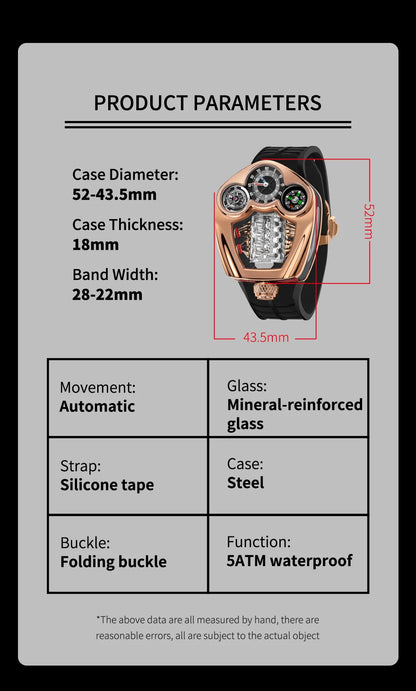 PINDU Design Men's Watch Top Brand Luxury Business Watch Men's Compass Waterproof Quartz Wristwatches Silicone Strap P6658