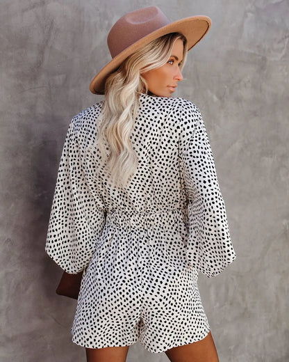 Summer Print Jumpsuit Women Rompers Sexy V Neck Short Sleeves High Waisted Wide Leg Shorts Trousers Casual Loose Jumpsuit Y2k