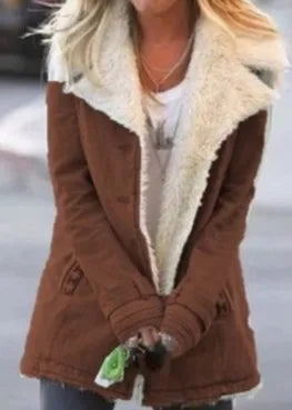 2022 Autumn Winter Women Warm Faux Fur Fleece Coat Jacket Lamb Wool Thickened Locomotive Lapel Female Chic Outwear Top Clothing
