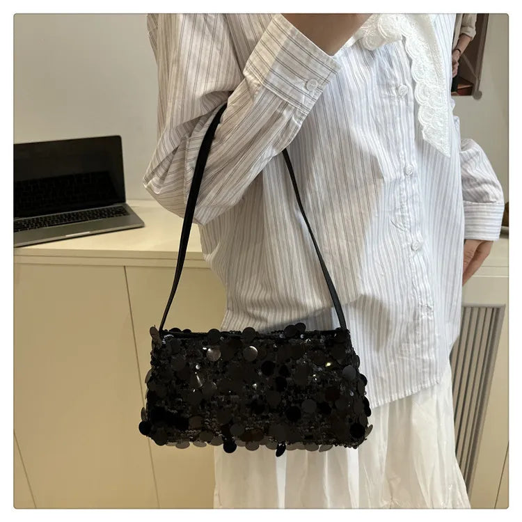 Sequin Evening Party Shoulder Bags for Women Lightweight Portable Ladies strap Crossbody Bag Solid Color fashion Female Handbag