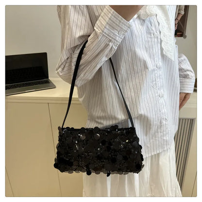 Sequin Evening Party Shoulder Bags for Women Lightweight Portable Ladies strap Crossbody Bag Solid Color fashion Female Handbag
