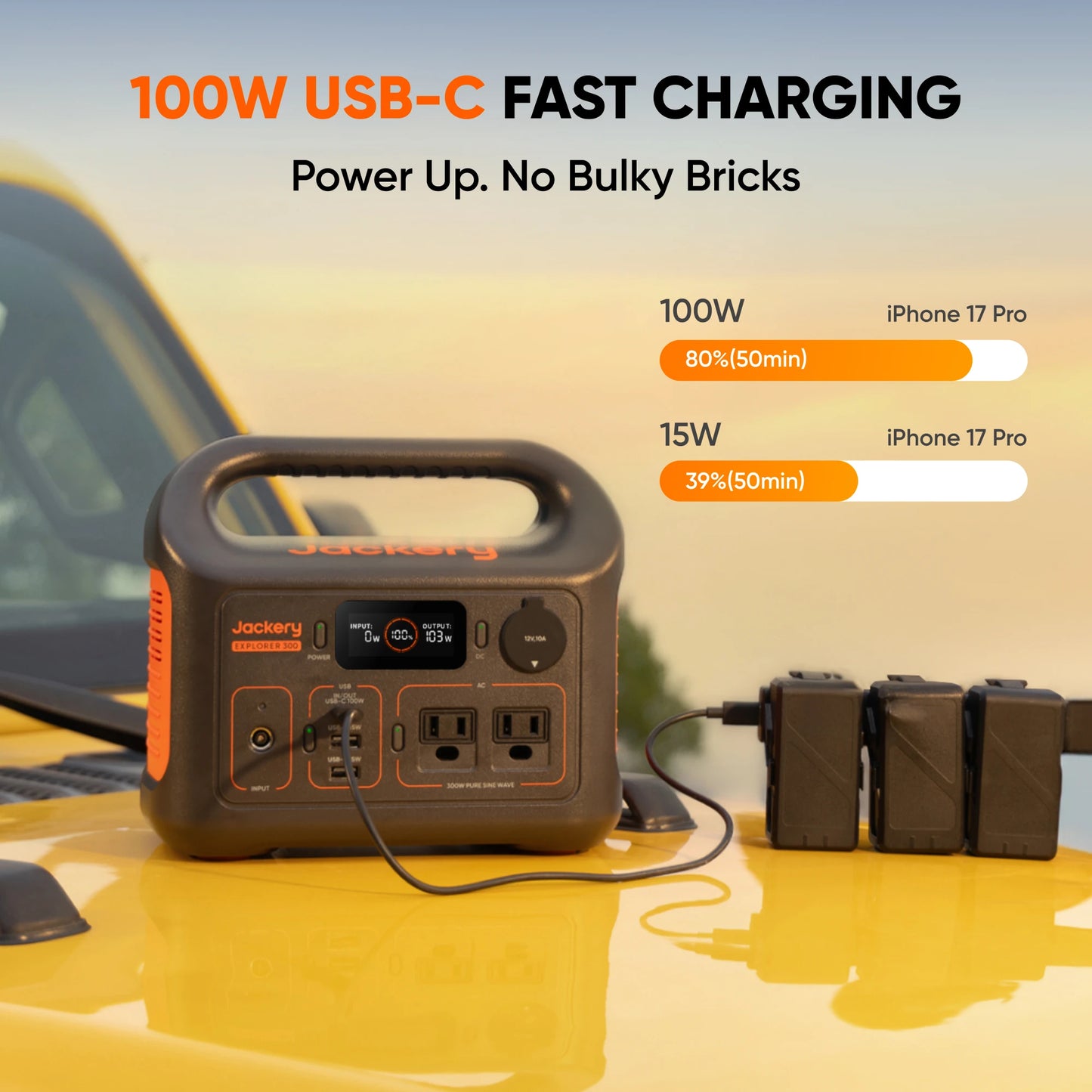 Jackery Portable Power Station Explorer 300New with 5M Extension Cord, Solar Generator for Outdoors Camping,Travel