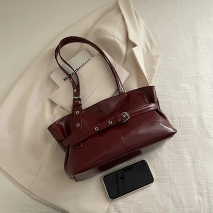 Winter Style Women's Retro Minimalist Tote Shoulder Bag 2025 Autumn Large Capacity Commuting Top-Handle Hand Bags for Women