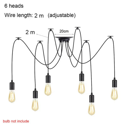 DIY Spider Lights Vintage Chandelier Edison Industrial Hanging Lamp Ceiling Multiple Pendant Light Kitchen Farmhouse Living Room