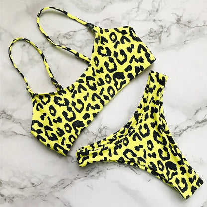 14 Color S - XL Sexy Leopard Bikini Women Swimwear Female Swimsuit Two-Pieces Bikini Set Brazilian Bather Bathing Suit Swim V871