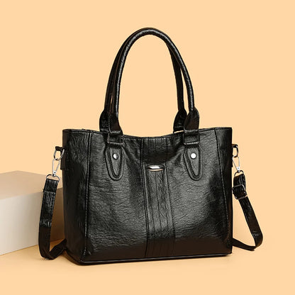 New Soft Leather Handbag For Women Vintage Shoulder Tote Bag Luxury Designer Ladies Large Capacity Purse Commute Bags Sac A Main