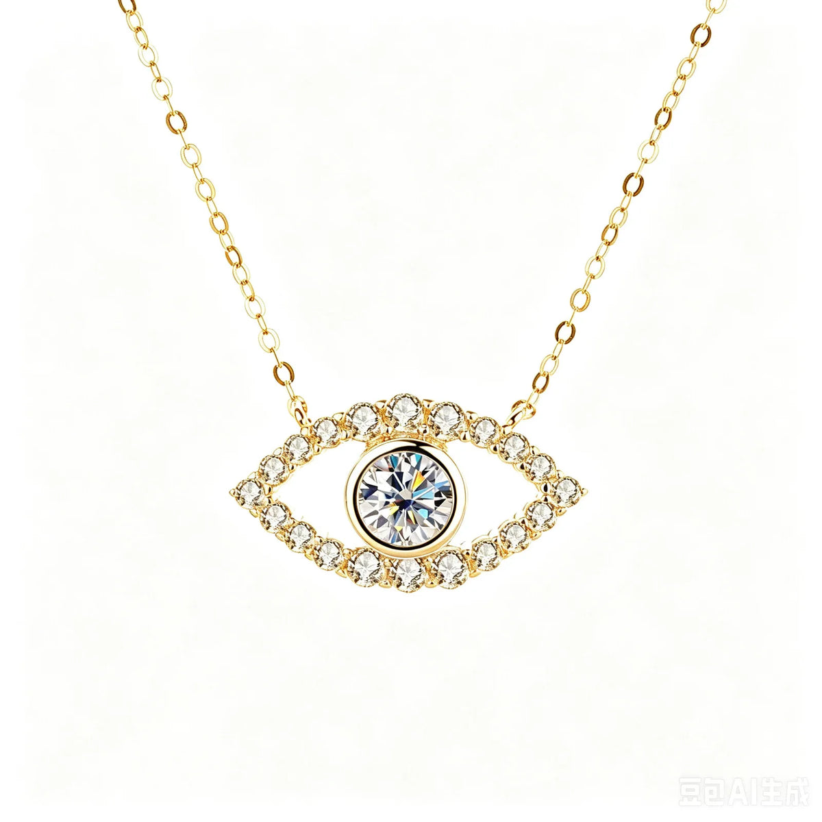 TS 925 Sterling Silver Plated Platinum Moissanite Necklace For Women 1 Carat Lab Moissanite Eye Pendant Necklace Jewelry Gift