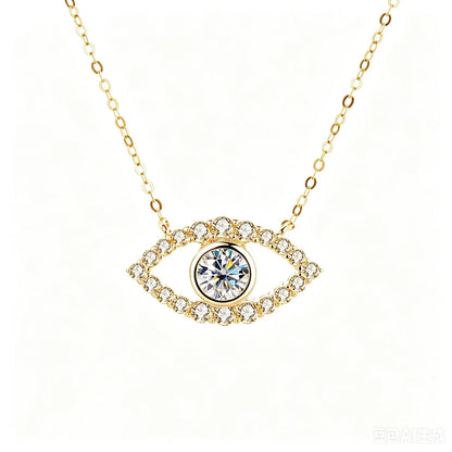 TS 925 Sterling Silver Plated Platinum Moissanite Necklace For Women 1 Carat Lab Moissanite Eye Pendant Necklace Jewelry Gift