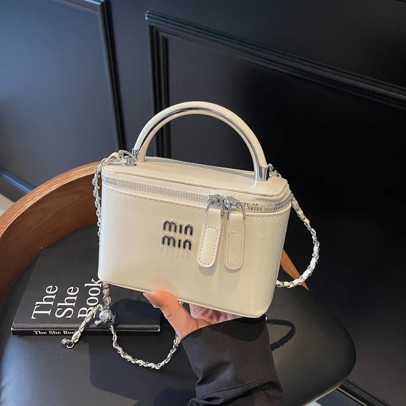 Women Square Handbags 2025 Spring Fashion Chains Crossbody Bags Soft PU Shoulder Bag Ladies Elegant Chic Mini Mobile Phone Bags