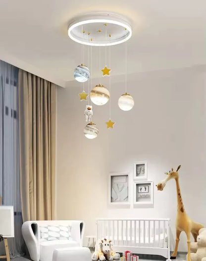 Children's Room Lamp Nordic Modern Pendant Lights Kids LED Ceiling Chandelier Living Room Bedroom Astronaut Hanging Home Decor