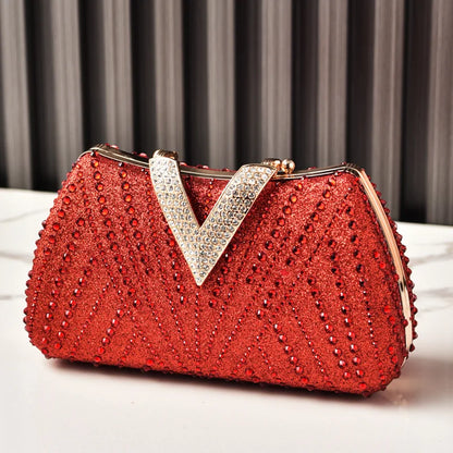 Diamond Silver Shoulder Bags for Women Wedding Inspired Designer Handbags 2026 Luxury Quality V Hasp Rhinestone Crossbody Bags