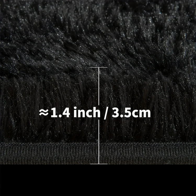Fluffy Large Carpet for Living Room Black Non-Slip Machine Washable Plush Area Rugs for Bedroom Soft Thick Floor Mats