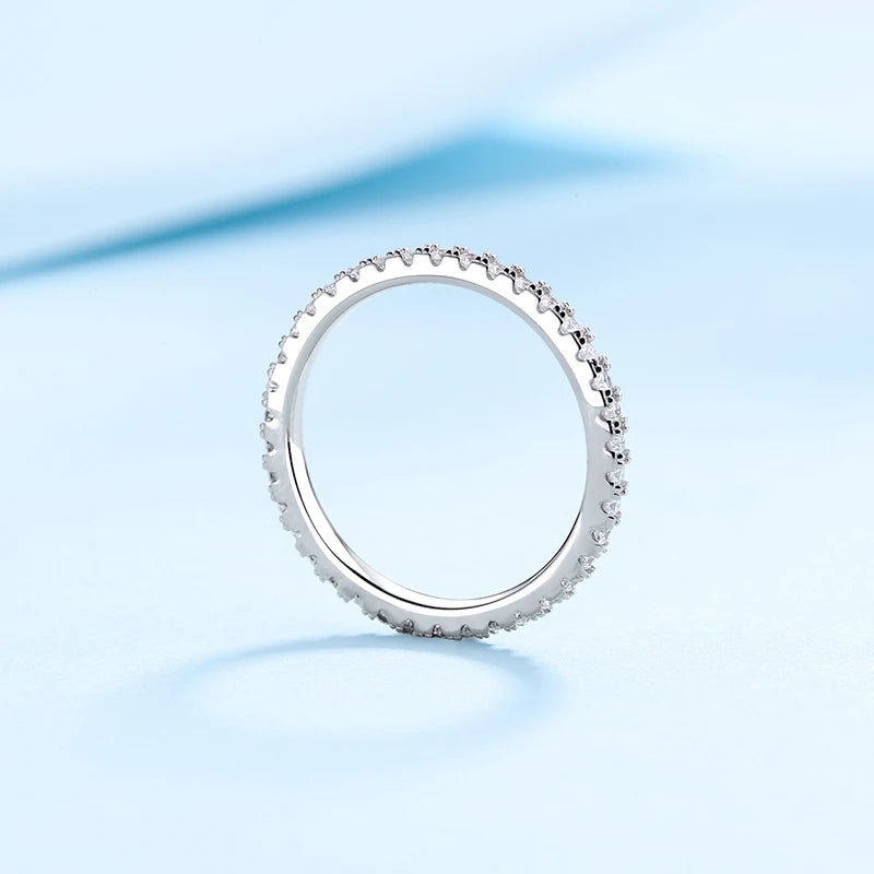 Moissanite Ring 100% Pass Diamond Tester Pen Matching Wedding Diamond Band for Women 925 Sterling Silver Female Single Tail Ring