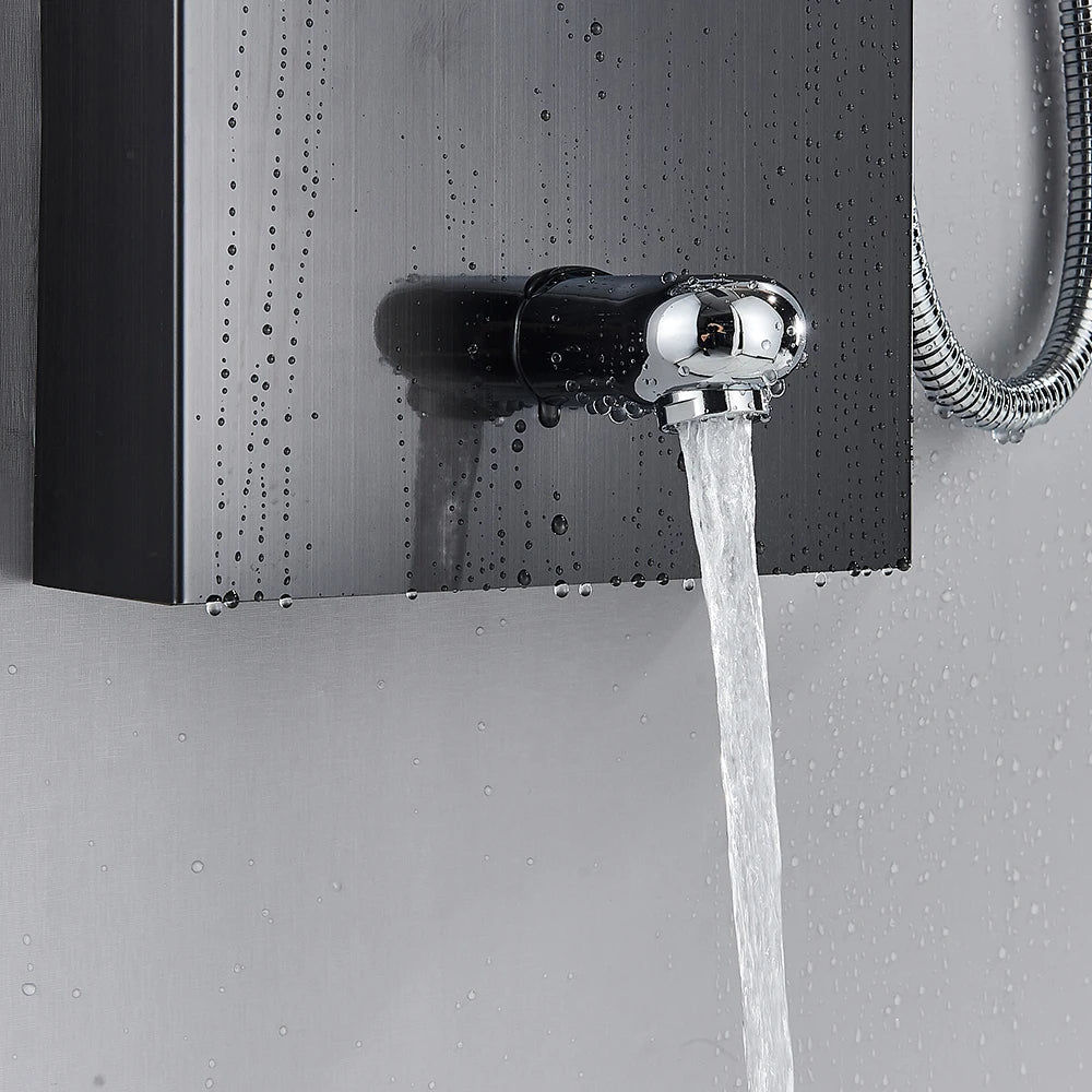 LED Shower Panel Tower System Rain Waterfall Shower Column With SPA Massage Temperature Screen athtub Water Mixer Tap Faucet Set