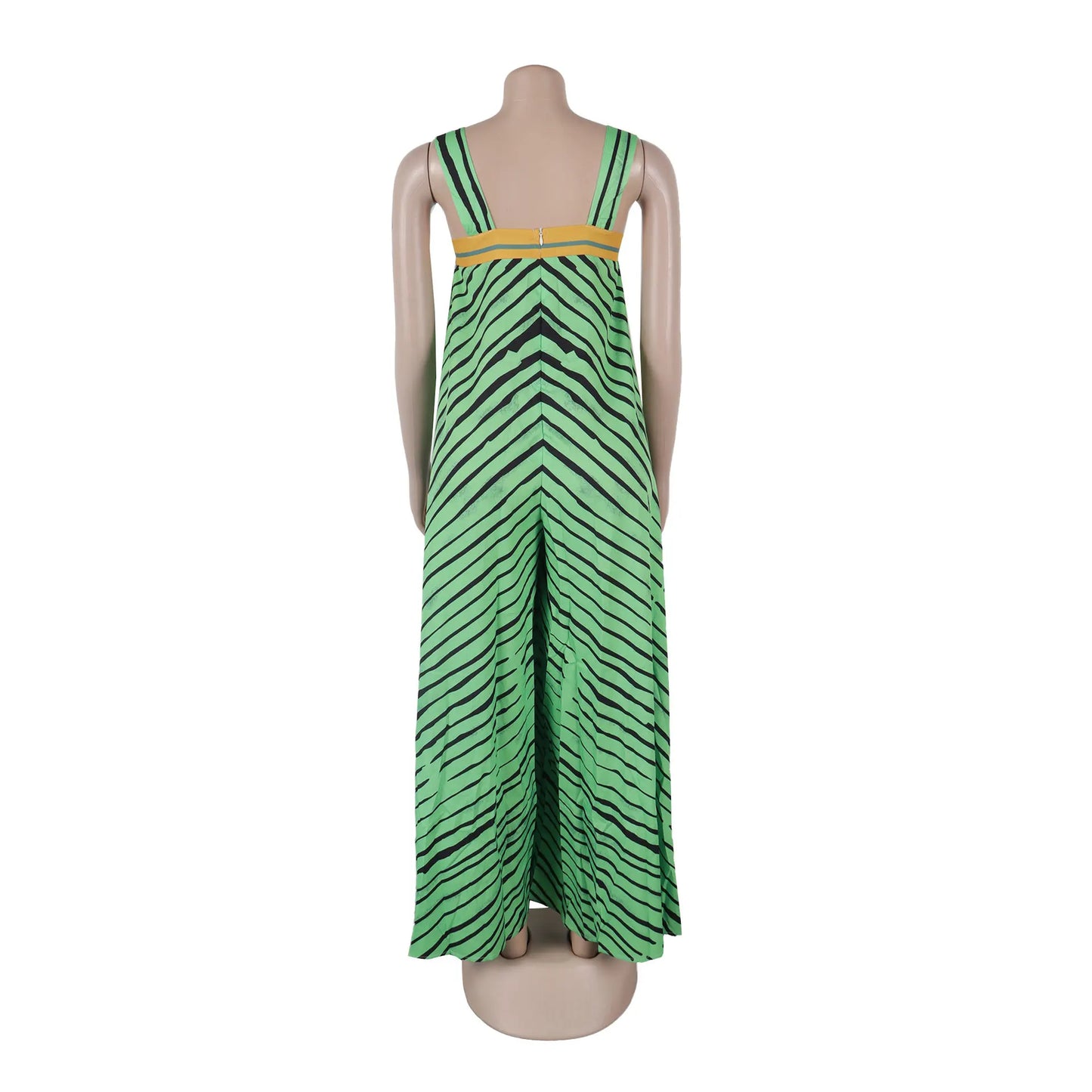 Jumpsuits Women Sling One Piece Print Striped Sleeveless Overalls Wide Leg Long Pants Loose Casual Rompers Elegant Splice
