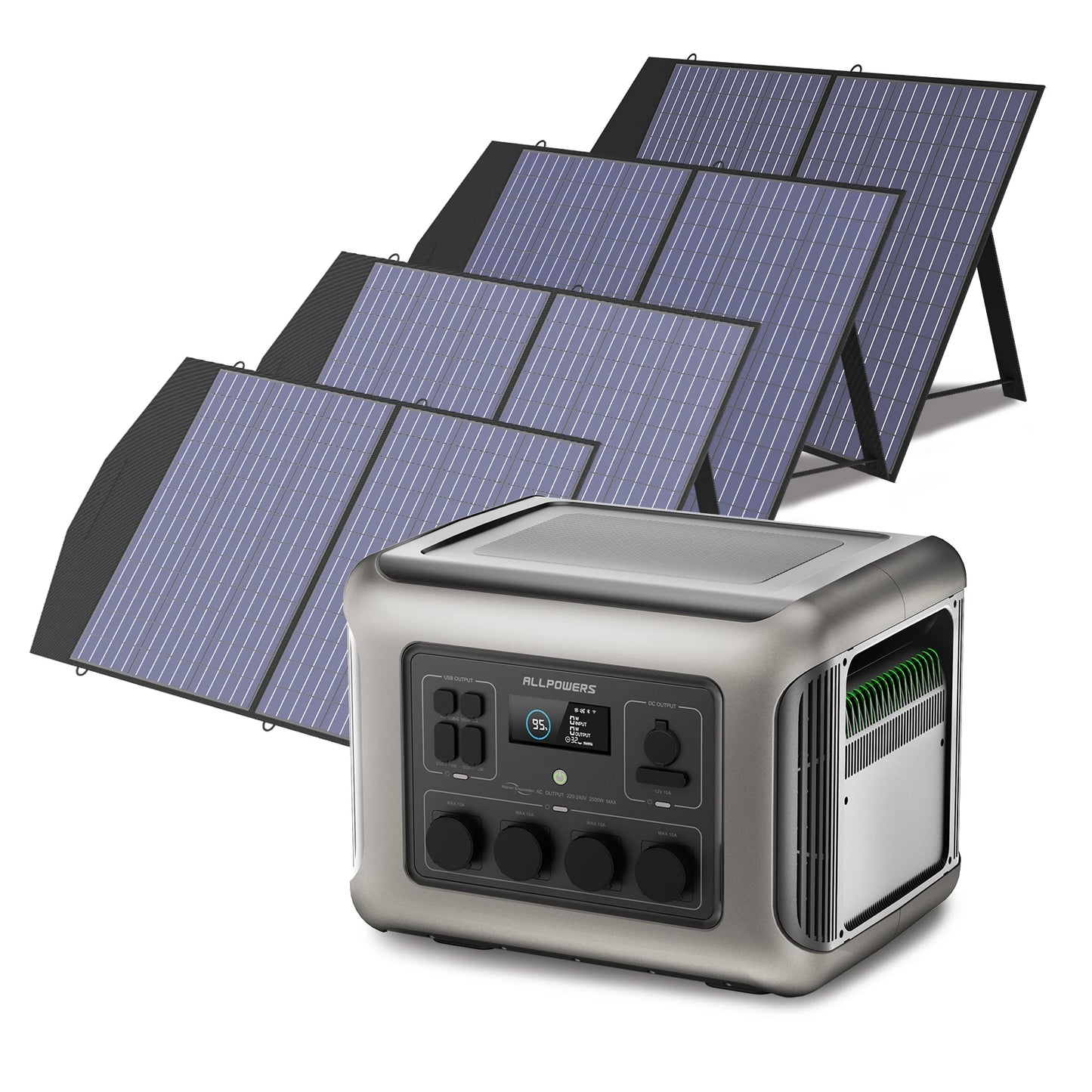 ALLPOWERS R2500 Solar Generator 2500W (4000W Peak) 1920Wh LiFePO4 Portable Power Station & SP027 100W Solar panel for Camping RV