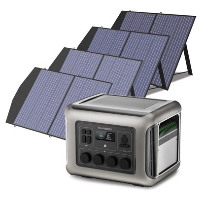 ALLPOWERS R2500 Solar Generator 2500W (4000W Peak) 1920Wh LiFePO4 Portable Power Station & SP027 100W Solar panel for Camping RV